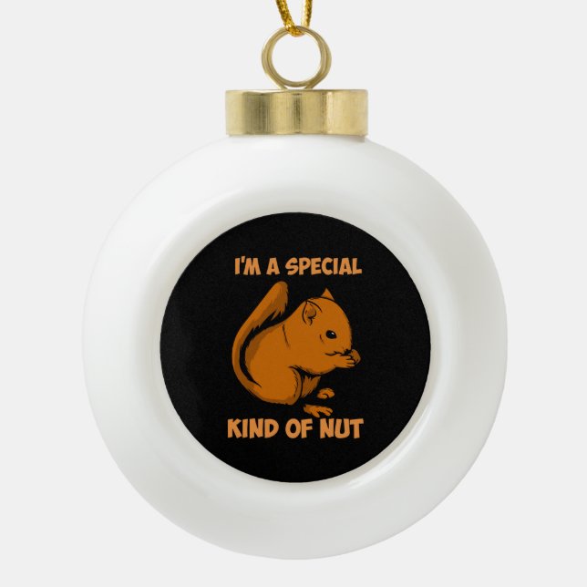 Eichhörnchen - besondere Art von Nut Keramik Kugel-Ornament (Vorderseite)