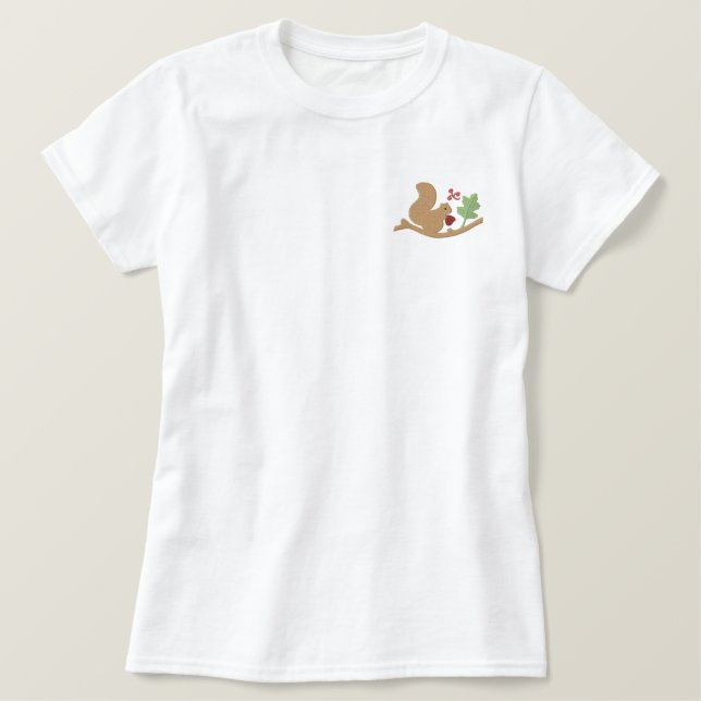 Eichhörnchen Besticktes T-Shirt (Design vorne)