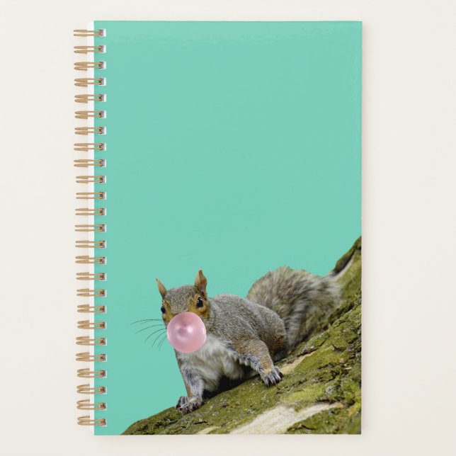 Eichhörnchen bläst Bubblegum Blase Animal Foto Planer (Vorderseite)