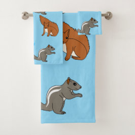 Eichhörnchen Blau Badhandtuch Set