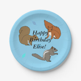 Eichhörnchen Blue Birthday Pappteller