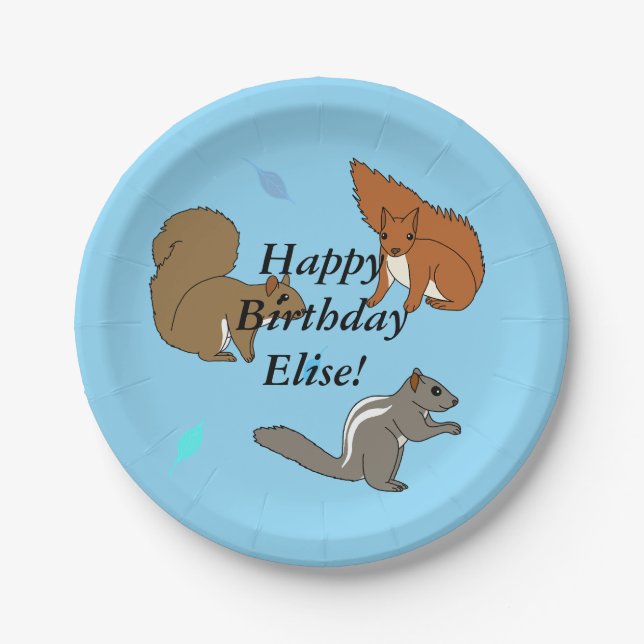 Eichhörnchen Blue Birthday Pappteller (Vorderseite)