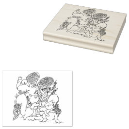 Eichhörnchen Blume Waldtiere Farbseite Gummistempel