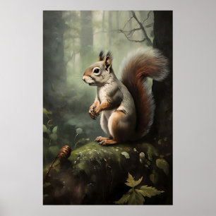 Eichhörnchen-Botanikdruck, Dark Academia Forestcor Poster