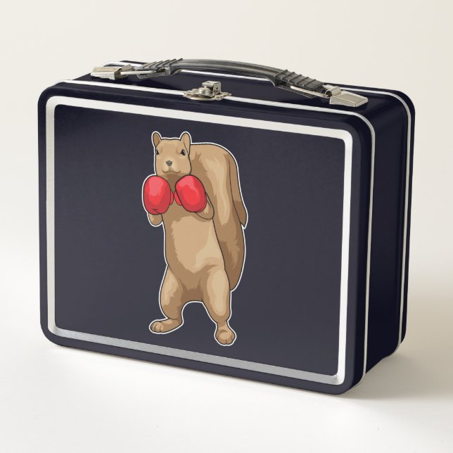 Eichhörnchen Boxer Boxhandschuhe Metall Brotdose (Vorderseite)