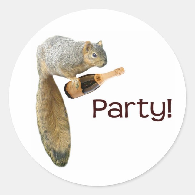 Eichhörnchen Champagner Party! Runder Aufkleber (Vorderseite)