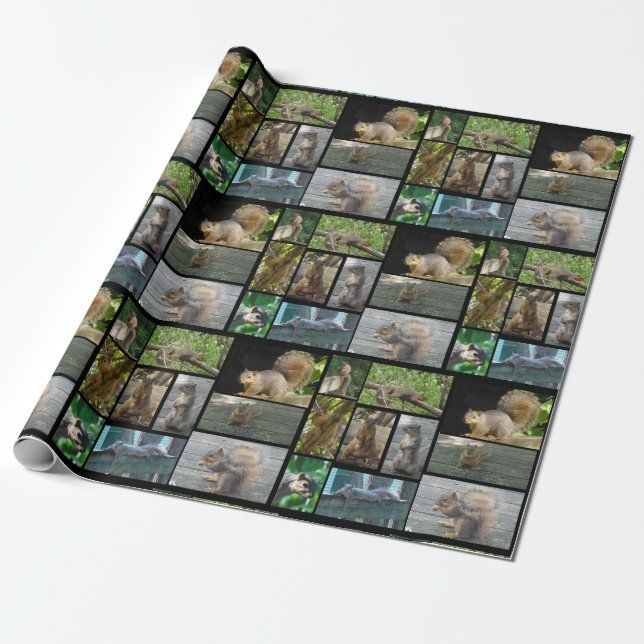 Eichhörnchen-Collage Geschenkwrap Geschenkpapier (Ungerollt)