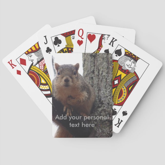 Eichhörnchen, das auf Ihre Spielkarten schaut (Rückseite)