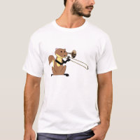 Eichhörnchen, das den Trombone spielt