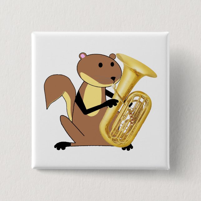 Eichhörnchen, das den Tuba spielt Button (Vorderseite)