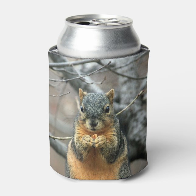 Eichhörnchen, der eine Nut isst Dosenkühler (Kanne Vorderseite)