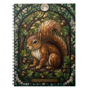Eichhörnchen, Eichelkappen-Buntglas Notizblock