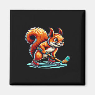 Eichhörnchen-Eishockey-Spaß illustrierte Grafik Magnet