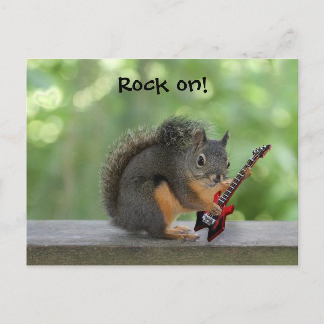 Eichhörnchen, Elektrische Gitarre spielen Postkarte (Vorderseite)