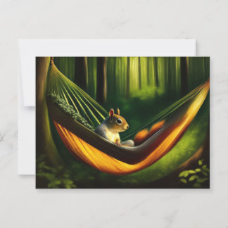 Eichhörnchen entspannen in einer Hängematte im Wal Postkarte