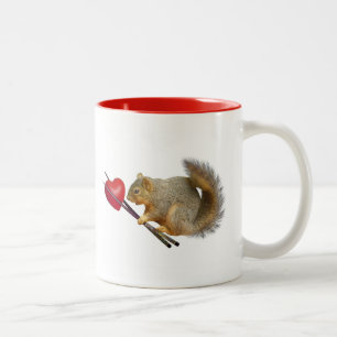 Eichhörnchen-Essstäbchen-Herz-Tasse Zweifarbige Tasse