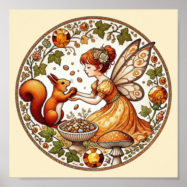 Eichhörnchen Fairy Illustration Poster (Vorne)