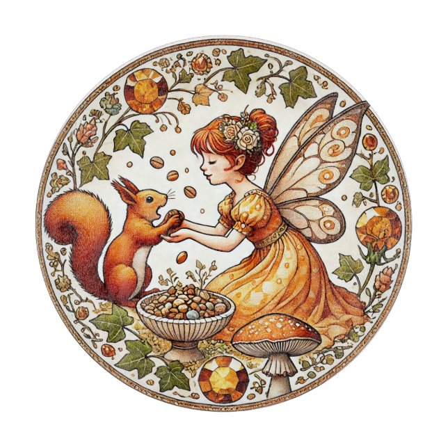 Eichhörnchen Fairy Illustration Schneidebrett (Vorderseite)
