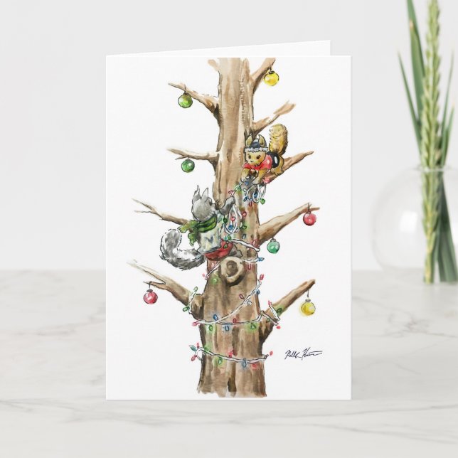 Eichhörnchen Feiertagskarte (Vorderseite)