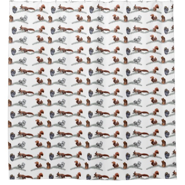 Eichhörnchen Frenzy Duschvorhang (Farbe auswählen) (Vorderseite)