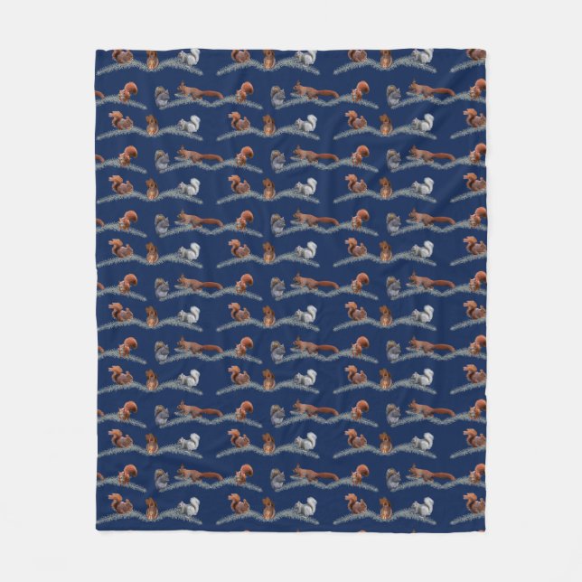 Eichhörnchen Frenzy Fleece Blanket (Marine) (Vorderseite)