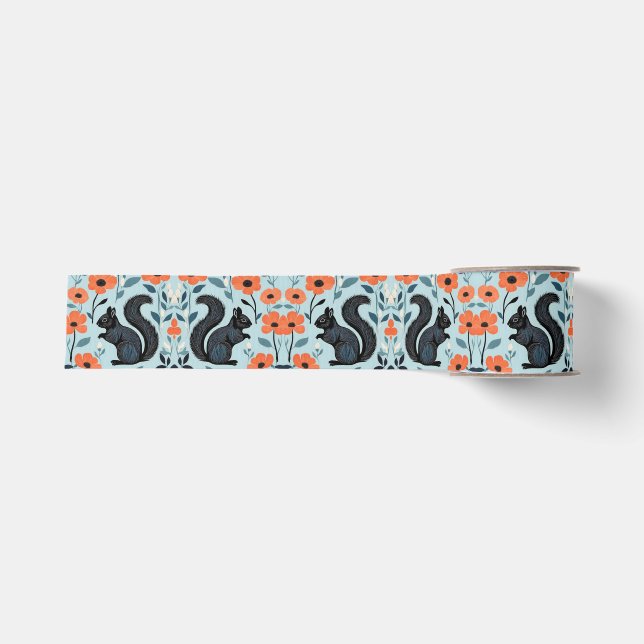 Eichhörnchen Frühlingsblumen Kunst Ripsband (Vorderseite)