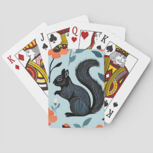Eichhörnchen Frühlingsblumen Kunst  Spielkarten