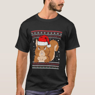 Eichhörnchen Funny Ugge In Xmas Weihnachtsmannmütz T-Shirt