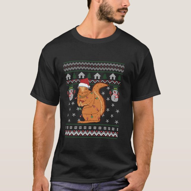 Eichhörnchen Funny Ugly Xmas Snowflakes/Mund T-Shirt (Vorderseite)