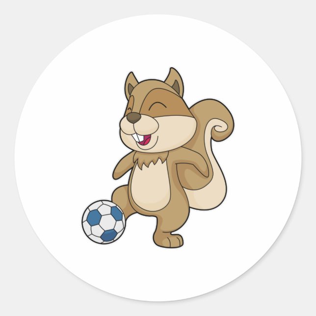 Eichhörnchen Fußballspieler Fußball Runder Aufkleber (Vorderseite)