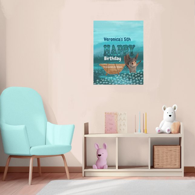 Eichhörnchen Geburtstag Begrüßungszeichen Poster (Squirrel Birthday Welcome Sign)