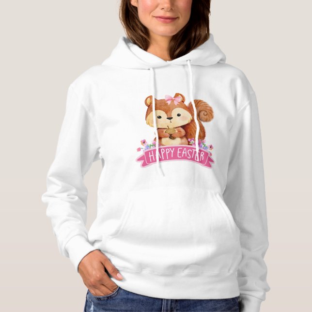Eichhörnchen glückliche Osterfrauen Hoodie (Vorderseite)