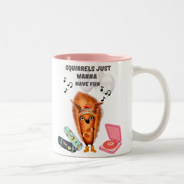 Eichhörnchen haben nur Spaß Zweifarbige Tasse (Rechts)