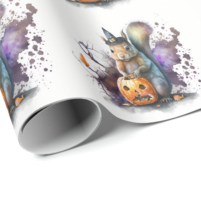 Eichhörnchen Halloween Geschenkpapier (Rolleneckpunkt)