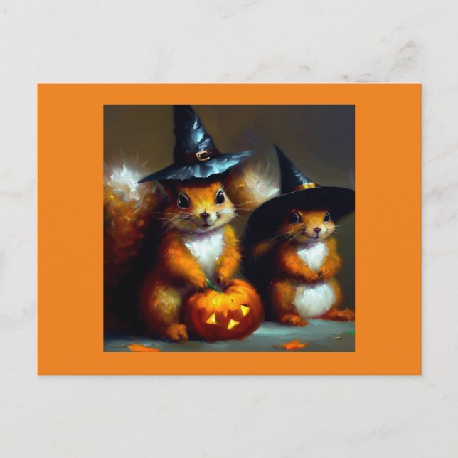 Eichhörnchen Halloween Postkarte (Vorderseite)