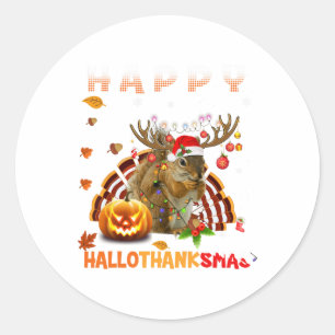 Eichhörnchen Halloween und frohe Weihnachten Happy Runder Aufkleber