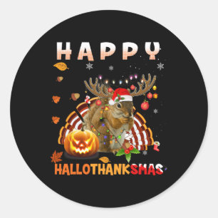 Eichhörnchen Halloween und frohe Weihnachten Happy Runder Aufkleber