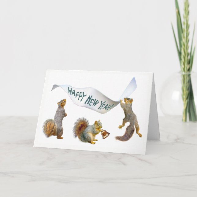 Eichhörnchen - Happy New Year Card Karte (Vorderseite)