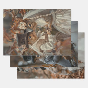 Eichhörnchen heiraten im Wald-Decoupage Geschenkpapier Set