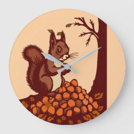 Eichhörnchen Herbst Runde Acryl-Uhr Große Wanduhr