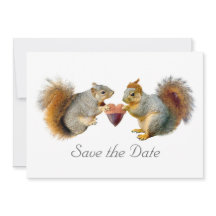 Eichhörnchen Herz-Acorn Save the Date-Karte