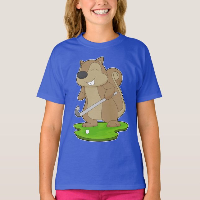 Eichhörnchen Hockey Hockeystick T-Shirt (Vorderseite)