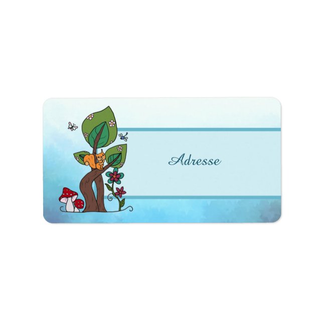Eichhörnchen im Baum Adressaufkleber (Vorne)