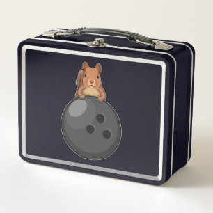 Eichhörnchen im Bowling mit Bowlingball Metall Brotdose