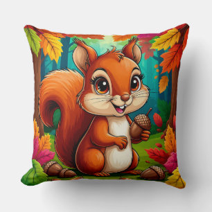 Eichhörnchen im Cartoon-Stil im Wald Kissen