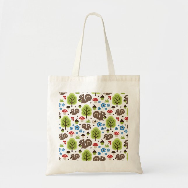 Eichhörnchen im Eichenwaldmuster Tragetasche (Vorne)