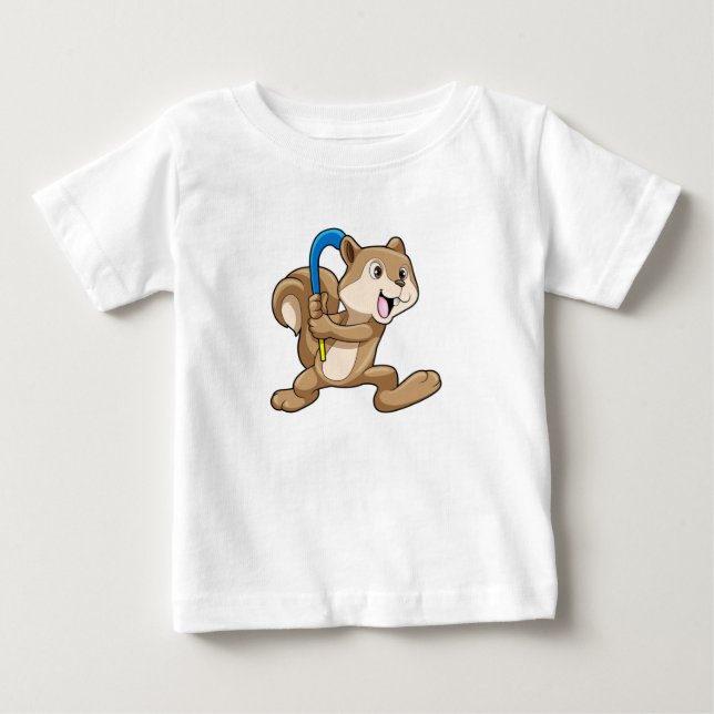 Eichhörnchen im Feldhockey mit Stick Baby T-shirt (Vorderseite)