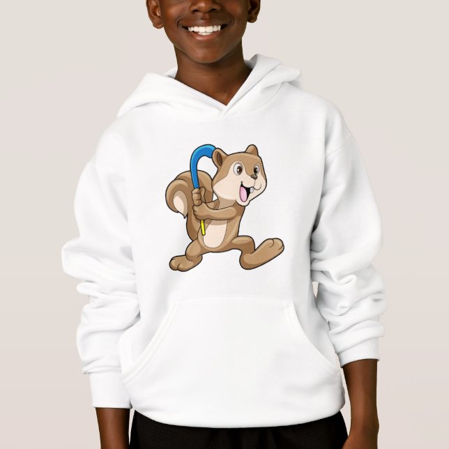 Eichhörnchen im Feldhockey mit Stick Hoodie (Vorderseite)