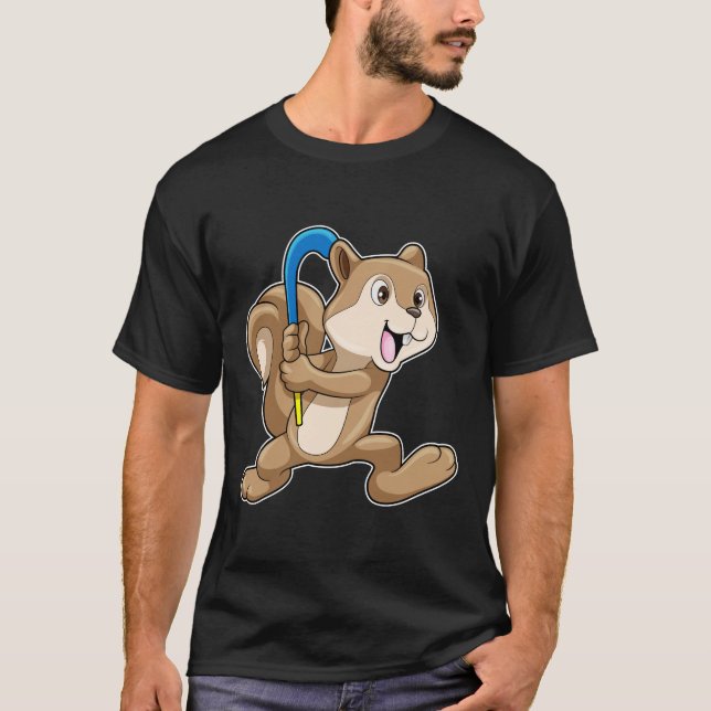 Eichhörnchen im Feldhockey mit Stick T-Shirt (Vorderseite)