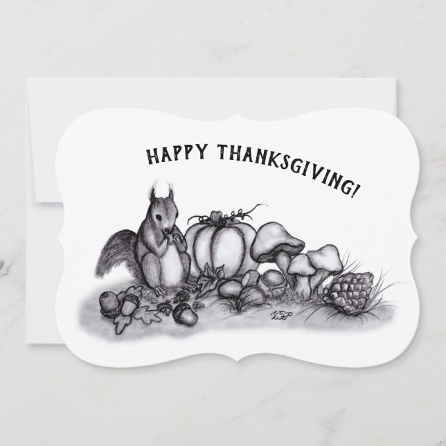 Eichhörnchen im Herbst, Glückliches Erntedankfest! (Vorderseite)
